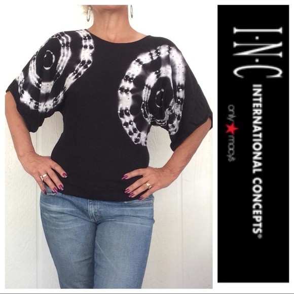INC International Concepts Sweaters - INC DOLMAN SLEEVE TIE DYE SWEATER XS